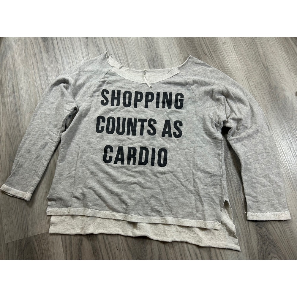 Shopping Counts As Cardio funny lounge Graphic Sweatshirt Grey Large USA Made